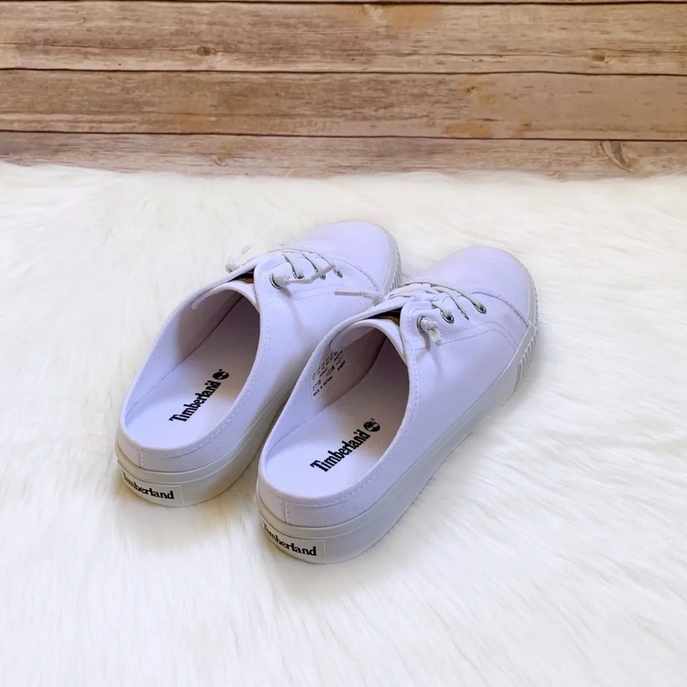 Timberland White Canvas Skyla Bay Mule Sneakers - Picture 4 of 7